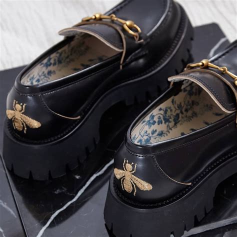 womens gucci bee loafers|Gucci platform loafer.